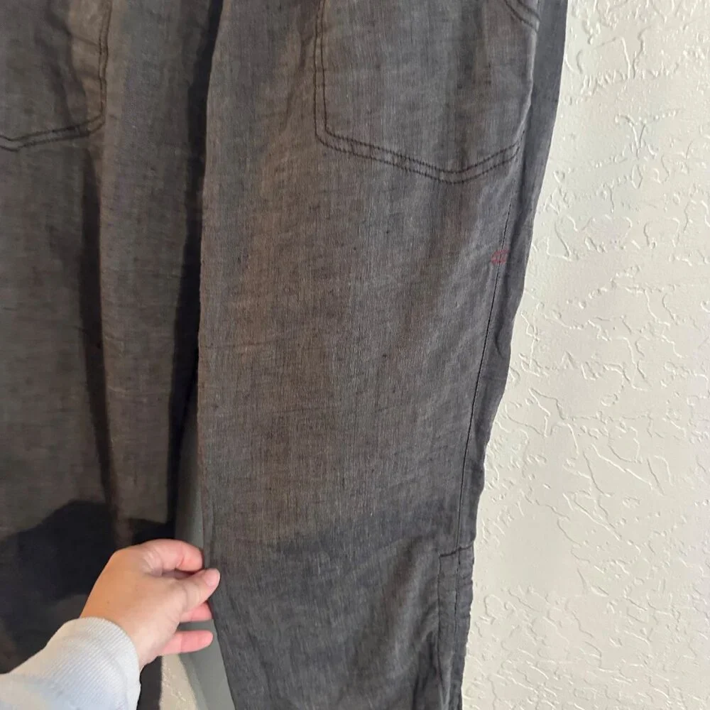 Toad & Co. 100% Linen “Lina” Brown Hippie Style Drawstring Heathered Cinch Pants - Picture 7 of 12